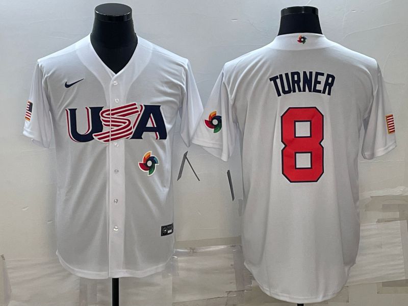 Men 2023 World Cub USA #8 Turner White Nike MLB Jersey11